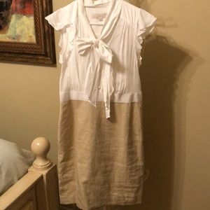 LOFT white and tan dress size 2